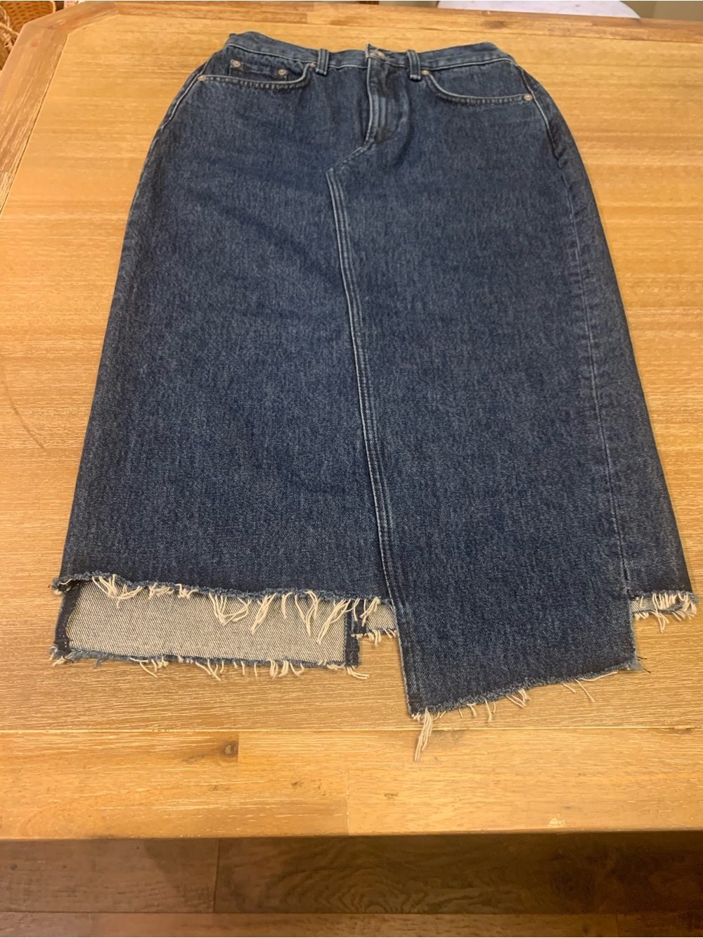 rag & bone Dark Blue  Sukato  denim Skirt with Raw Hem - Picture 6 of 14